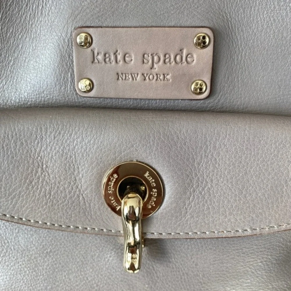 Kate Spade x Kent Stevie Alessandra Leather Satchel Bag Handbag Taupe Sleek‎ 90s
